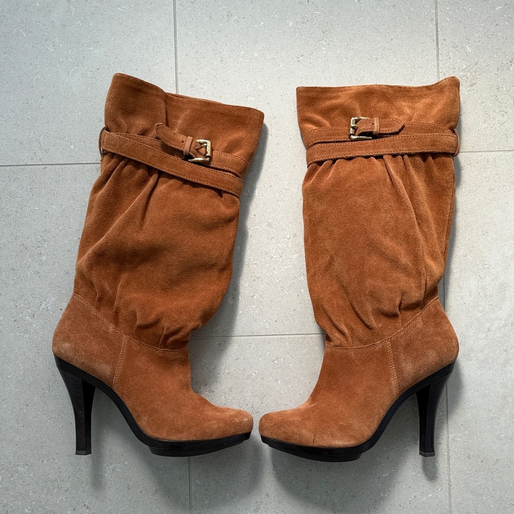 MICHAEL Michael Kors Tan Heeled Slouch Boots
